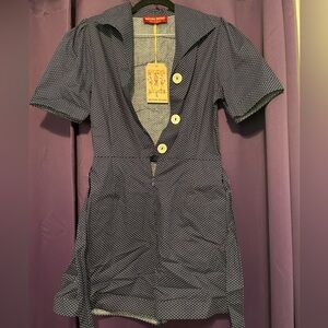 Looby Loo navy tiny polka dot play suit